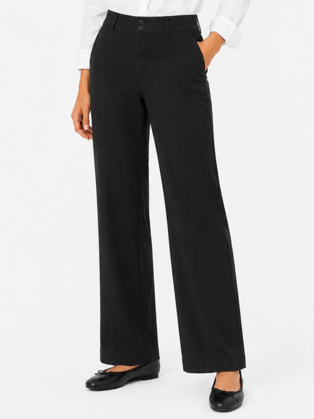 LEE Secretly Shapes Straight Leg Black Mid Rise Stretch Pants Size 8 Medium EUC - Picture 1 of 6